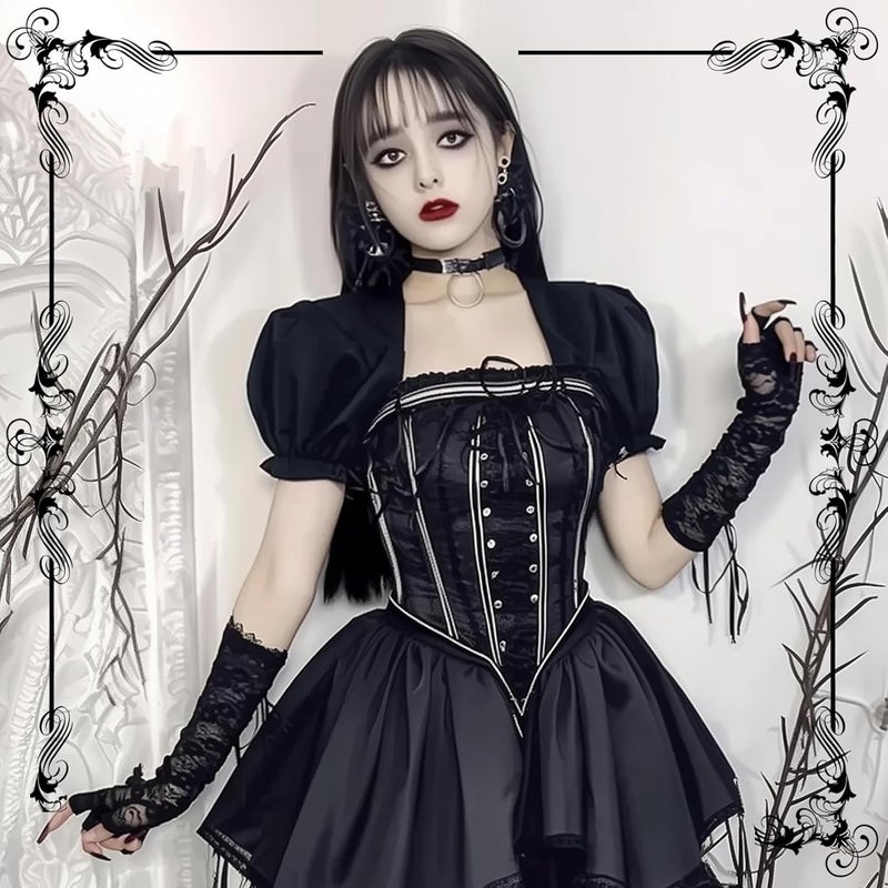 RainFlowwer Fingerless Gloves Steam Punk Goth Witch Long Elbow Arm Warmer Lace Sleeves for Costume Party Halloween Cosplay - Image 3